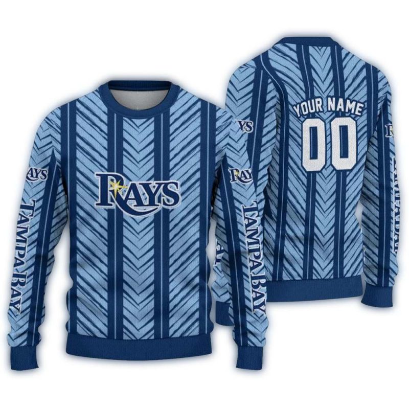 Personalized Tampa Bay Rays Chevron Rows Ugly Sweater 1