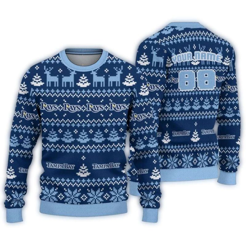 Personalized Tampa Bay Rays Christmas Ugly Sweater 1