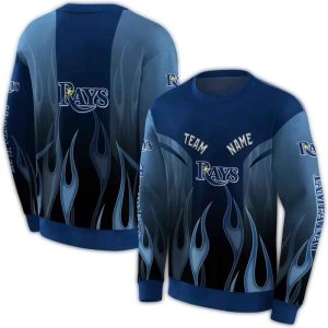 Personalized Tampa Bay Rays Flame All Over Print Sweatshirt