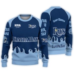 Personalized Tampa Bay Rays Flame Border Sweatshirt For Fans