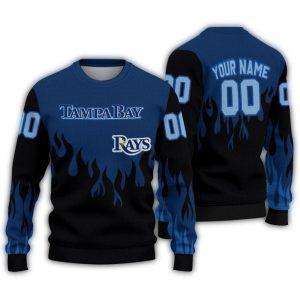 Personalized Tampa Bay Rays Flame Design Ugly Christmas Sweater
