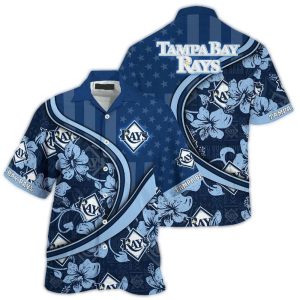 Personalized Tampa Bay Rays Flower And Flag American Hawaiian Shirt