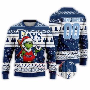 Personalized Tampa Bay Rays Grinch Christmas Sweatshirt For Holiday Cheer