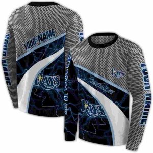 Personalized Tampa Bay Rays Hexagonal Mesh All Over Print Sweatshirt