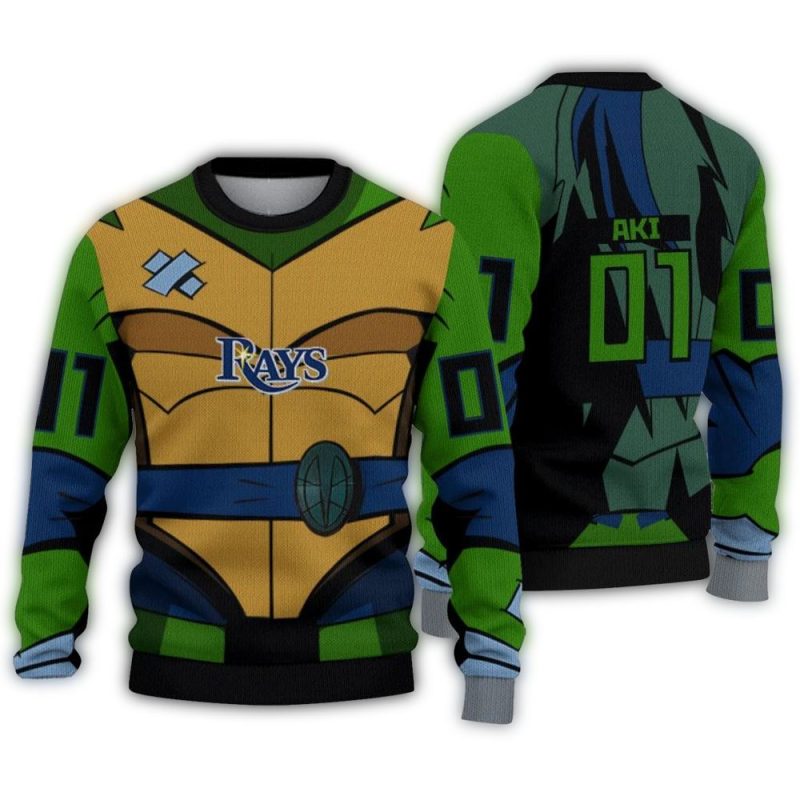 Personalized Tampa Bay Rays Ninja Turtle Ugly Sweater 1