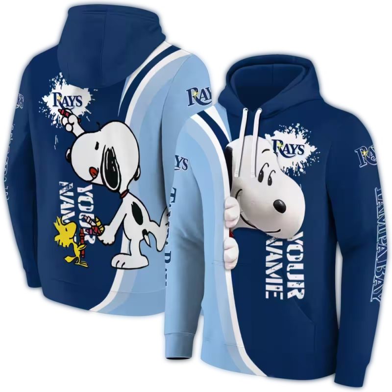 Personalized Tampa Bay Rays Peeking Snoopy AOP Hoodie 1