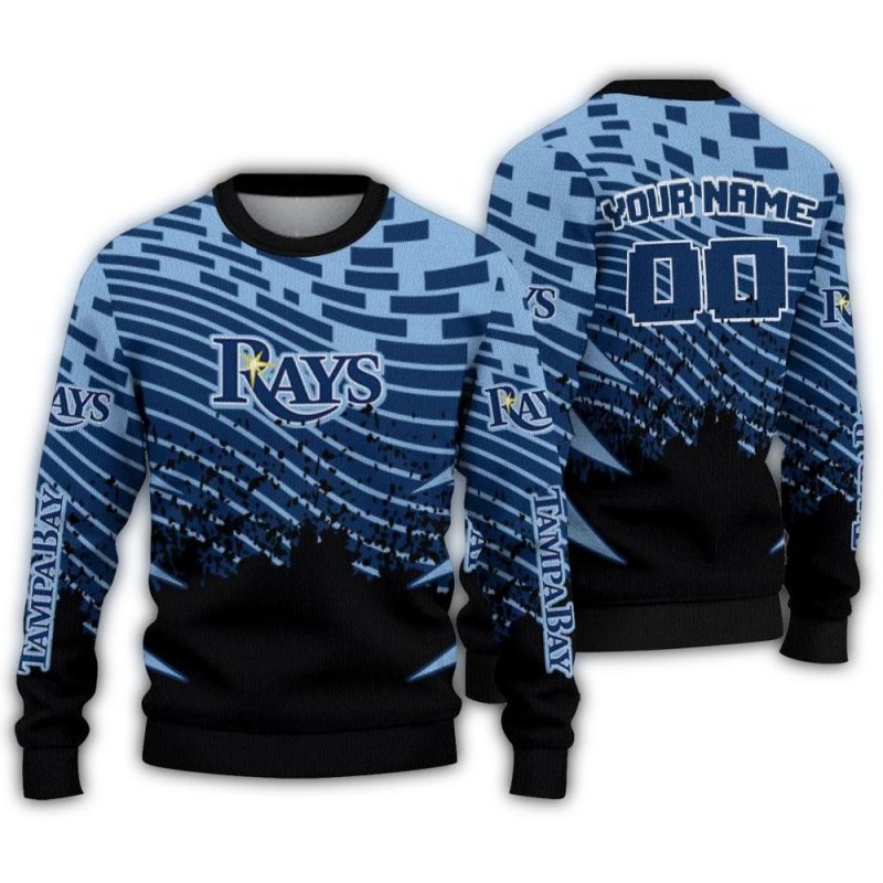 Personalized Tampa Bay Rays Pixel Flow Ugly Sweater 1