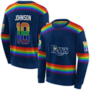 Personalized Tampa Bay Rays Rainbow Stripes All Over Print Sweatshirt