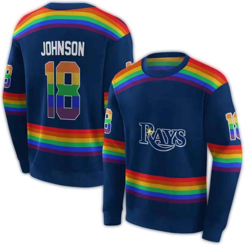 Personalized Tampa Bay Rays Rainbow Stripes AOP Sweatshirt 1