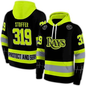 Personalized Tampa Bay Rays Safety Motif Black Neon Green All Over Print Hoodie