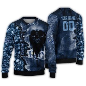 Custom Tampa Bay Rays Skull Collage Holiday Sweatshirt