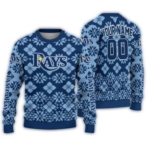 Personalized Tampa Bay Rays Snowflake Matrix Holiday Sweatshirt
