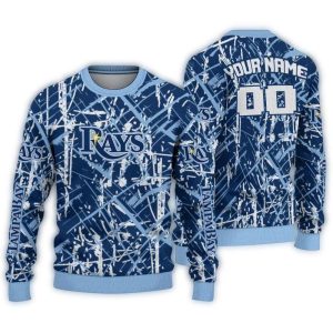 Custom Tampa Bay Rays Streak Overlay Ugly Christmas Sweater