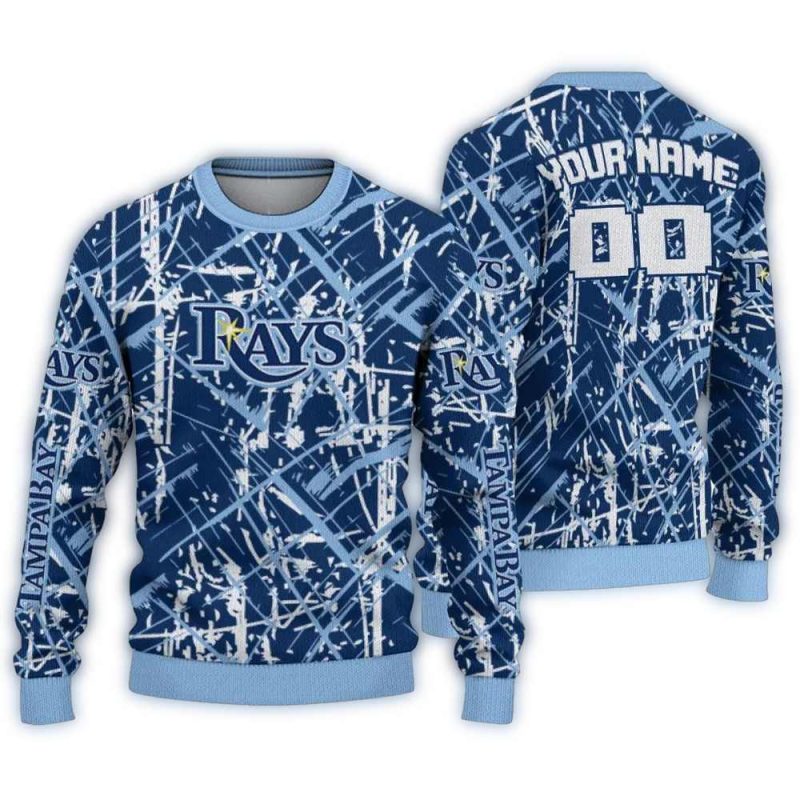 Personalized Tampa Bay Rays Streak Overlay Ugly Sweater 1