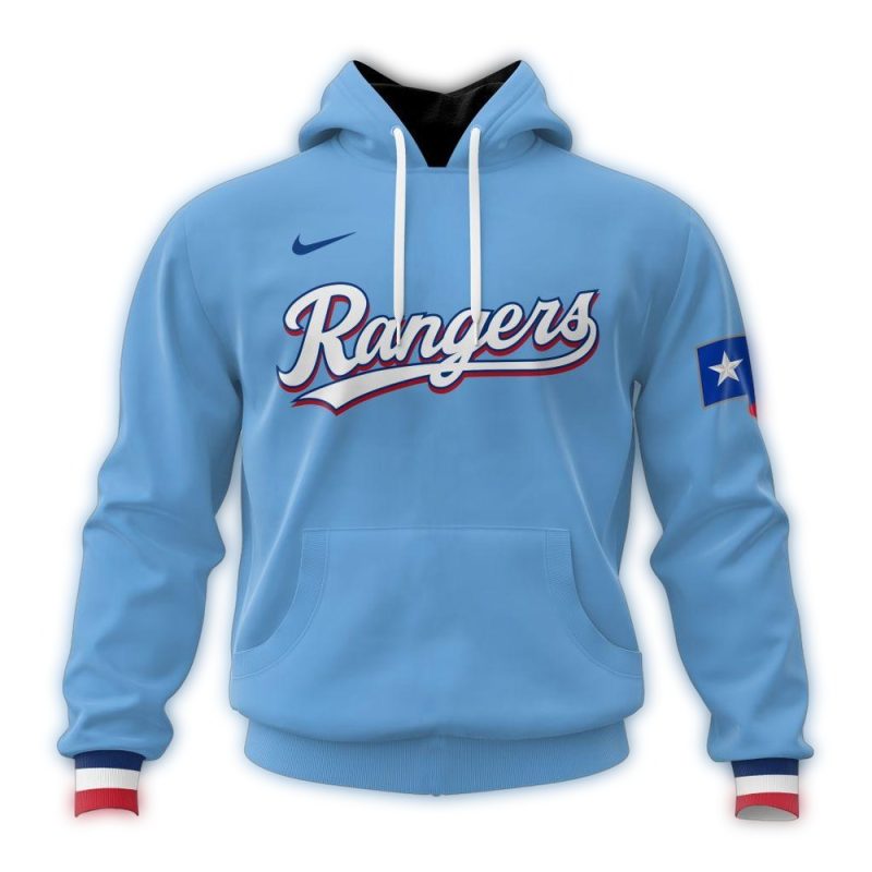 Personalized Texas Rangers Alternate Kits Blue AOP Hoodie 1