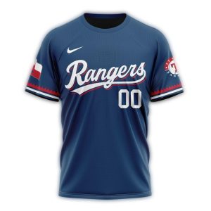 Personalized Texas Rangers Alternate Navy All-Over Print T-Shirt