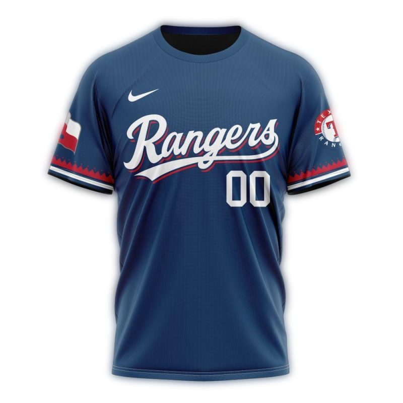 Personalized Texas Rangers Alternate Navy AOP T Shirt 1