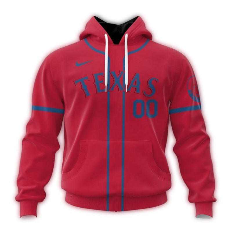Personalized Texas Rangers Alternate Stripe Red AOP Hoodie 1