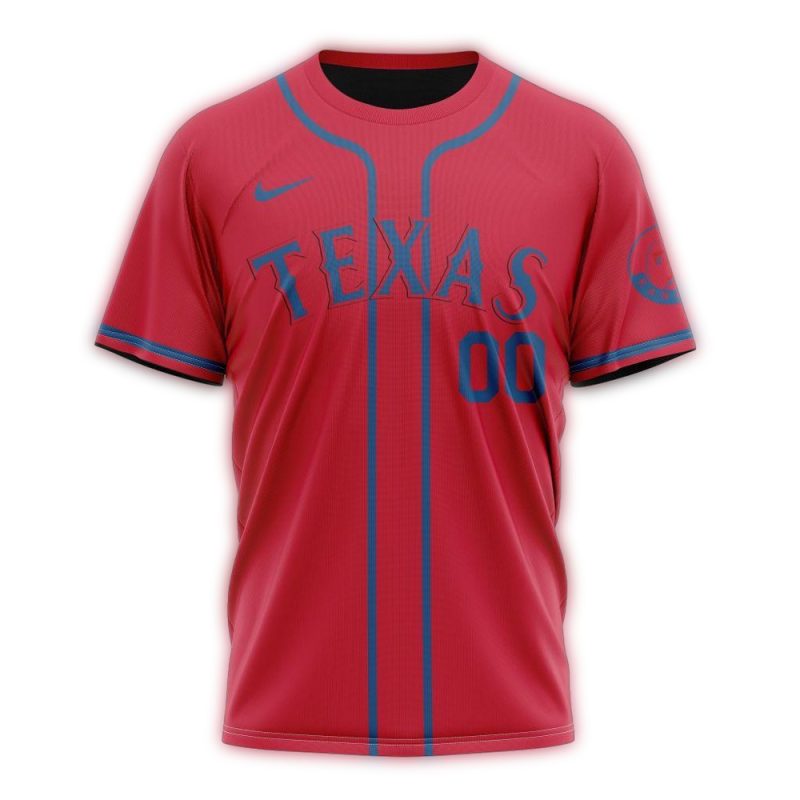 Personalized Texas Rangers Alternate Stripe Red AOP T Shirt 1