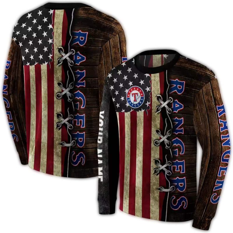 Personalized Texas Rangers American Pride AOP Sweatshirt 1