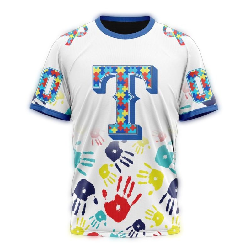 Personalized Texas Rangers Autism Awareness AOP T Shirt 1