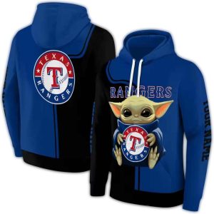 Personalized Texas Rangers Baby Yoda All-Over Print Hoodie