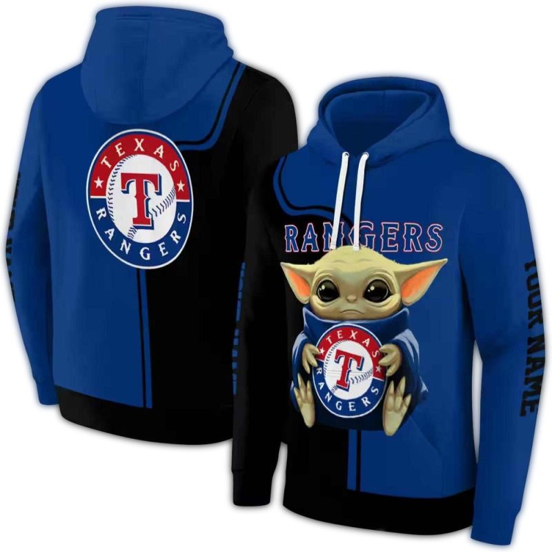Personalized Texas Rangers Baby Yoda AOP Hoodie 1