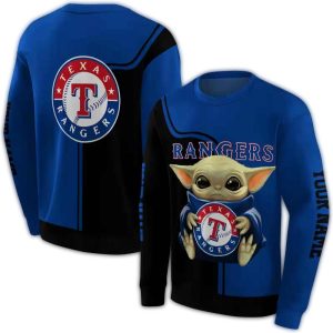 Personalized Texas Rangers Baby Yoda All-Over Print Sweatshirt