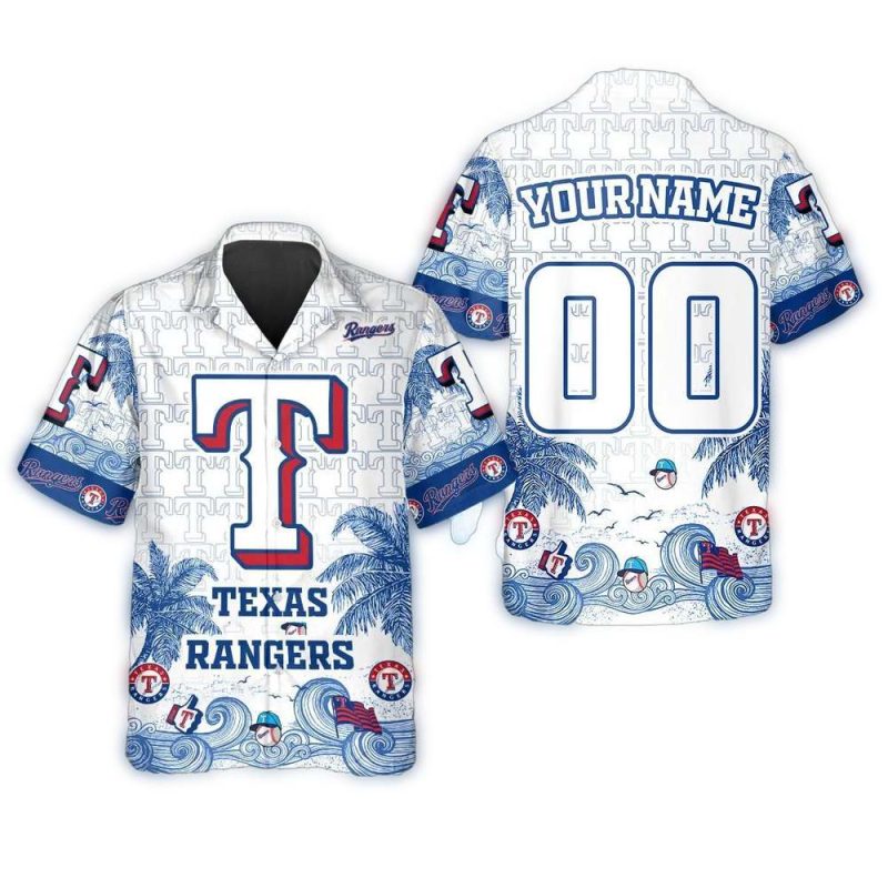 Personalized Texas Rangers Big Wave Hawaiian Shirt 1
