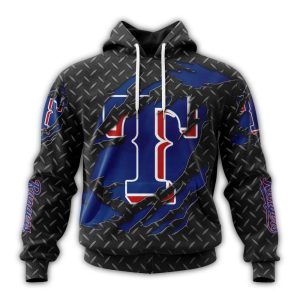 Personalized Texas Rangers Black Metal All-Over Print Hoodie
