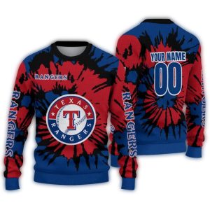 Personalized Texas Rangers Burst Swirl Ugly Sweater