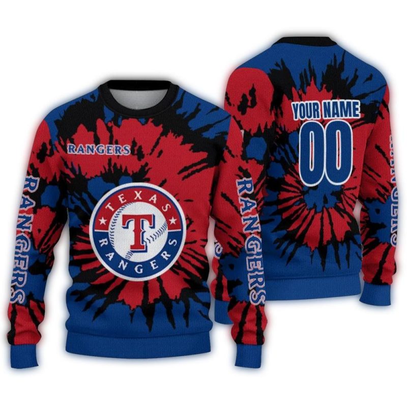 Personalized Texas Rangers Burst Swirl Ugly Sweater 1