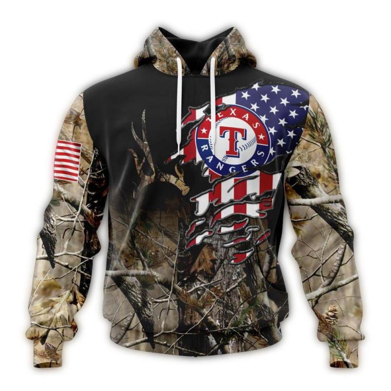 Personalized Texas Rangers Camo Realtree Hunting AOP Hoodie 1