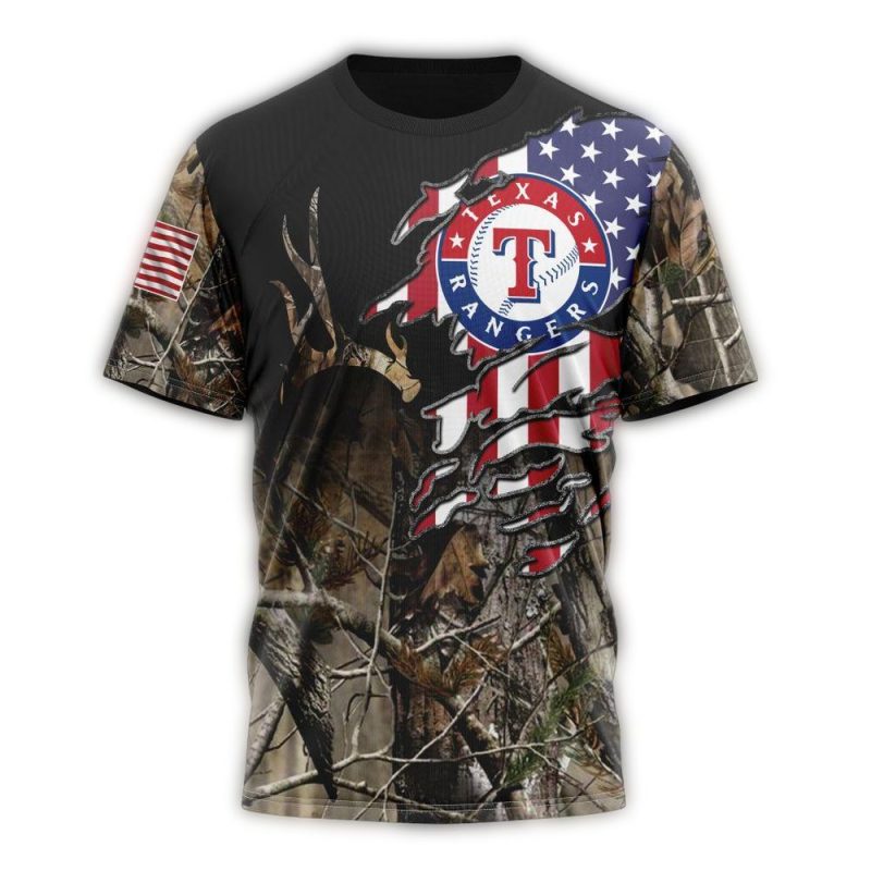 Personalized Texas Rangers Camo Realtree Hunting AOP T Shirt 1