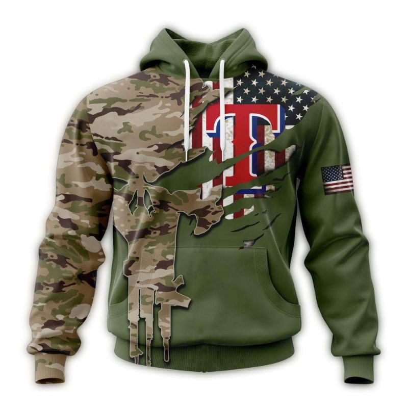 Personalized Texas Rangers Camo Veterans Day AOP Hoodie 1