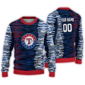 Personalized Texas Rangers Camouflage Stripe Ugly Sweater