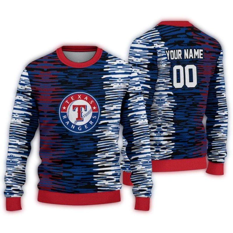 Personalized Texas Rangers Camouflage Stripe Ugly Sweater 1