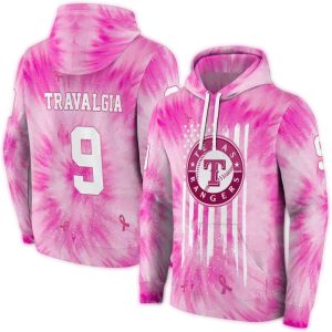 Personalized Texas Rangers Cancer Support Pink All-Over Print Hoodie