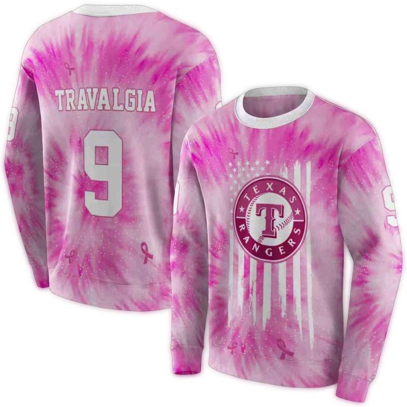 Personalized Texas Rangers Cancer Support Pink AOP Sweatshirt 1