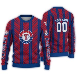 Personalized Texas Rangers Chevron Rows Ugly Sweater