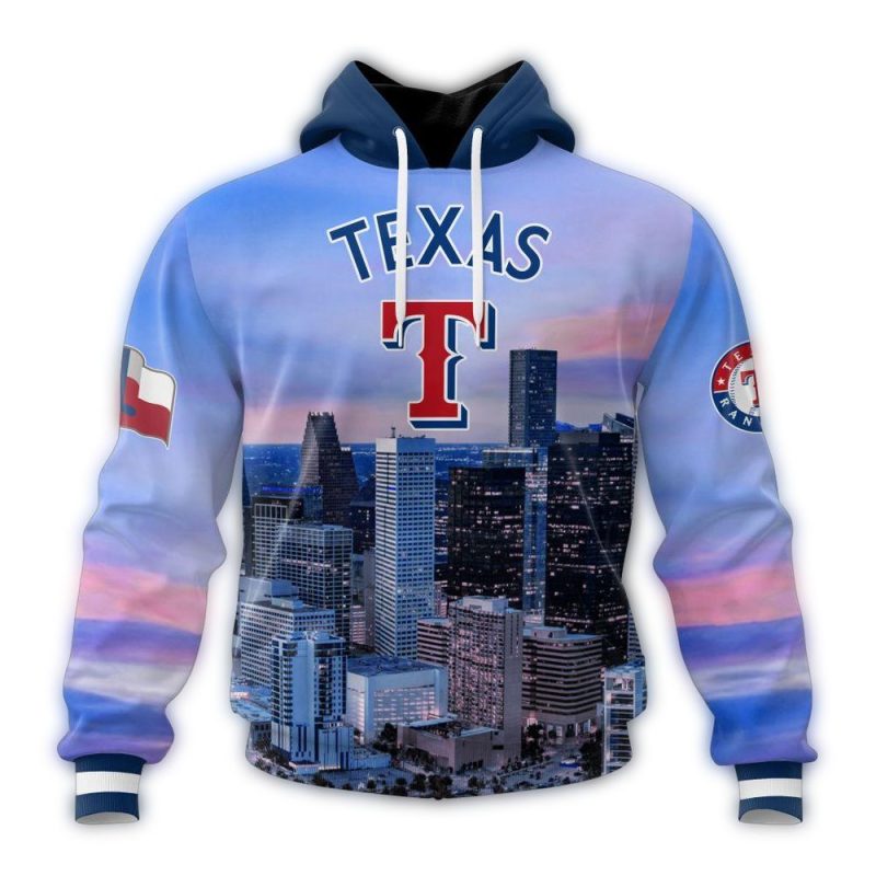 Personalized Texas Rangers Cityscape AOP Hoodie 1