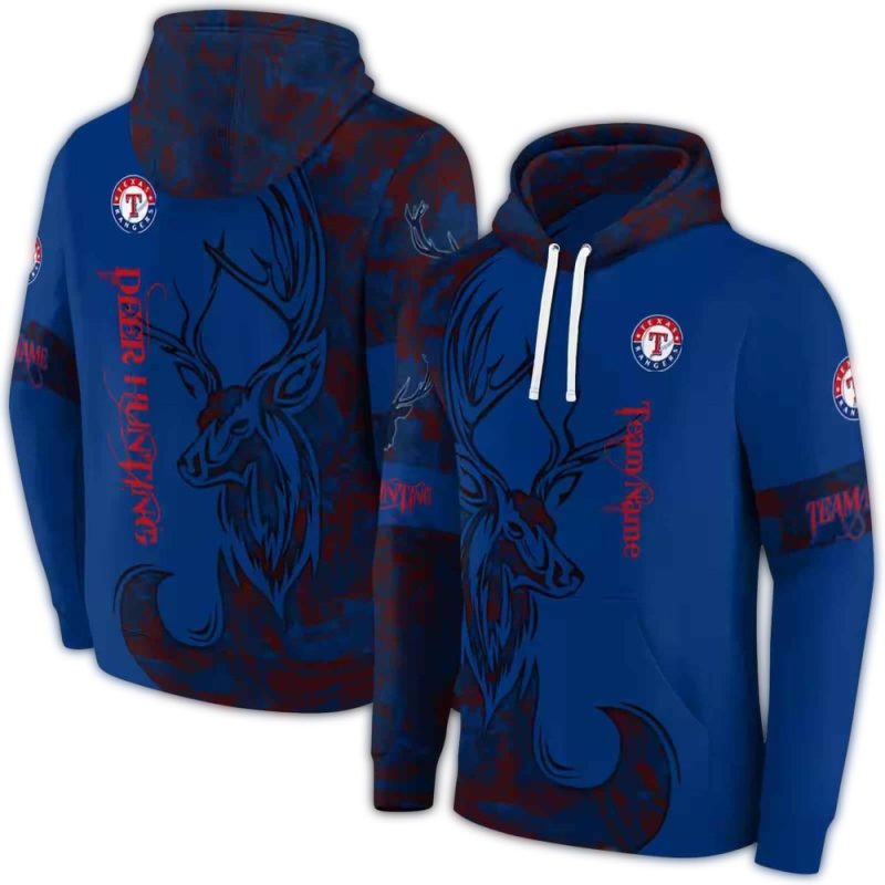 Personalized Texas Rangers Deer Silhouette AOP Hoodie 1