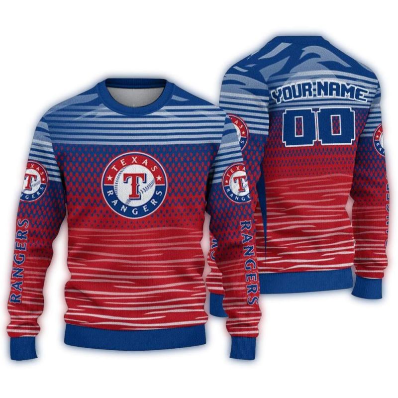 Personalized Texas Rangers Diamond Mesh Ugly Sweater 1