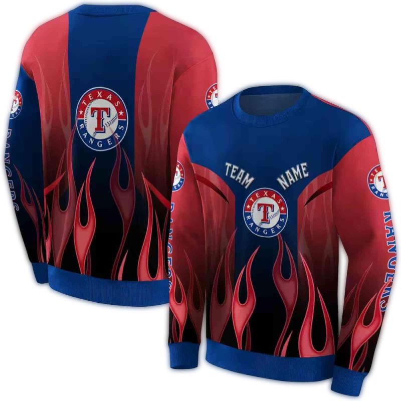 Personalized Texas Rangers Flame AOP Sweatshirt 1
