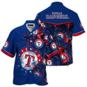 Custom Texas Rangers Floral Leaf Hawaiian Shirt For Fans