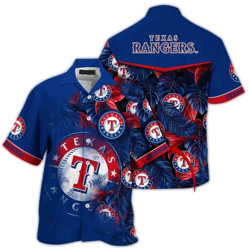 Personalized Texas Rangers Floral Leafs Hawaiian Shirt 1