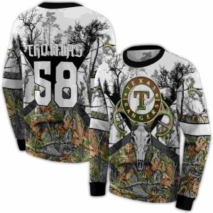 Personalized Texas Rangers Forest Silhouette All-Over Print Sweatshirt