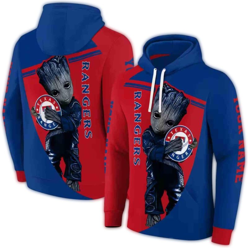 Personalized Texas Rangers Groot AOP Hoodie 1