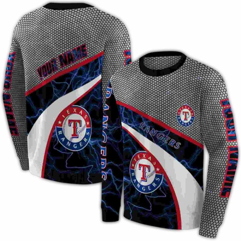 Personalized Texas Rangers Hexagonal Mesh AOP Sweatshirt 1