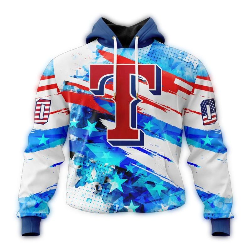 Personalized Texas Rangers Independence Day 4th Of July AOP Hoodie 1